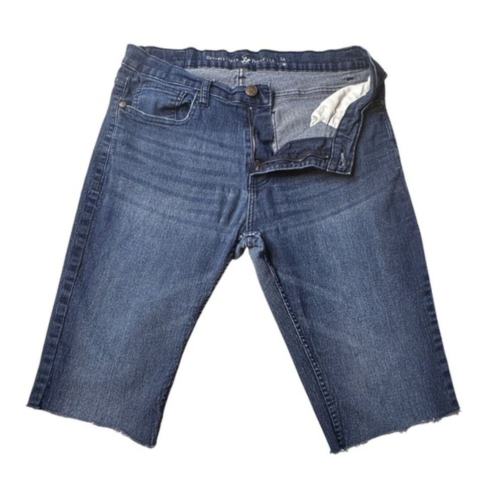 Beverly Hills Polo Club Shorts Mens 34 Blue Denim Cut Off Raw Hem Jorts Y2K